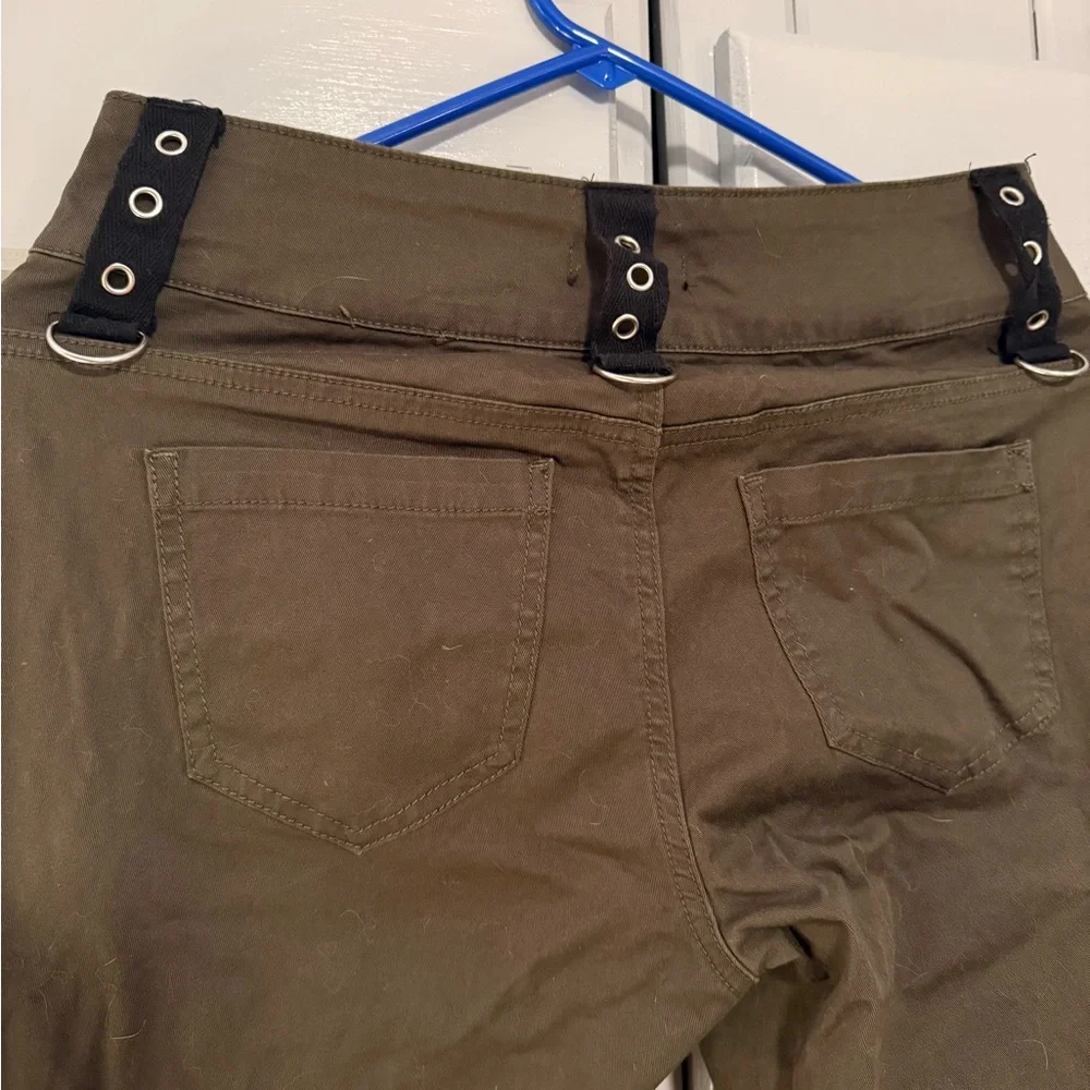 Hot Topic Dark Olive Pants with Black Accents - Picture 7 of 8